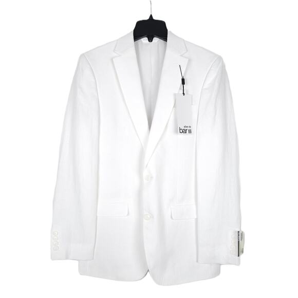 Bar III Men's Slim-Fit 100% Linen Suit Jacket White Solid 38L NWT - Picture 1 of 7